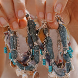 The Fray Baby Anklet in Lace Agate + Pearl Beads