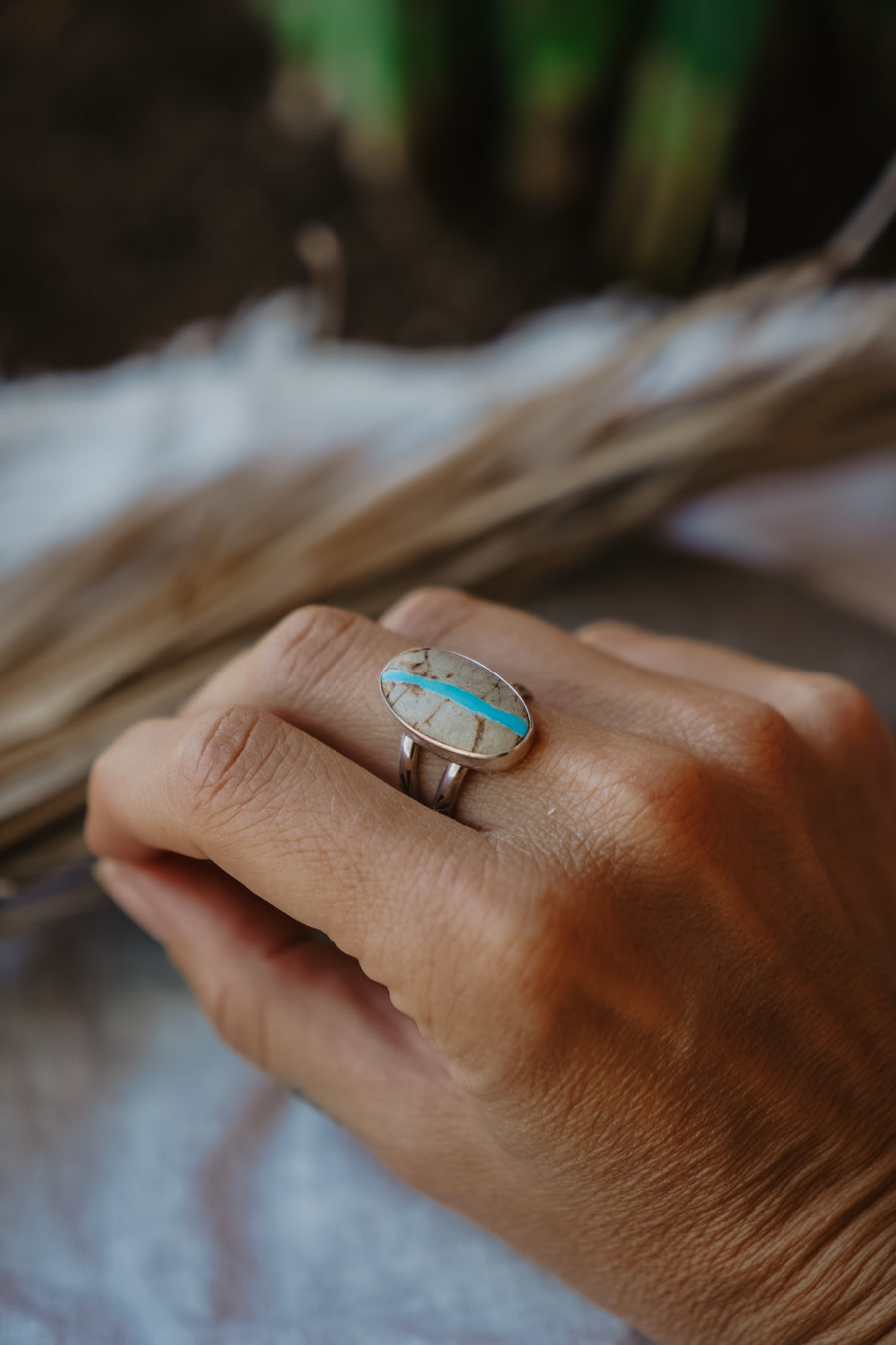 Traveler Ring in Royston Ribbon Turquoise (Size 8)