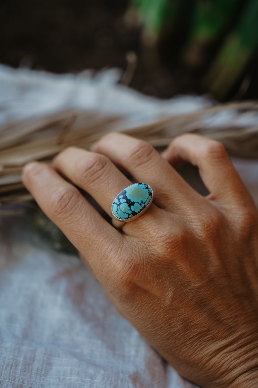 Horizontal Ring in Hubei Turquoise (Size 8)