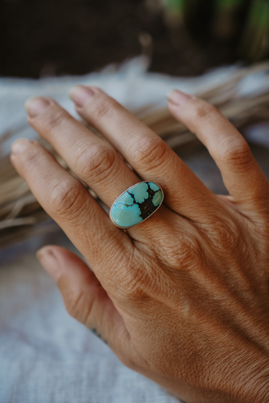 Horizontal Ring in Hubei Turquoise (Size 9)