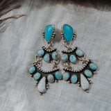 Statement Earrings in Sonoran Gem Turquoise, Larimar, & White Buffalo