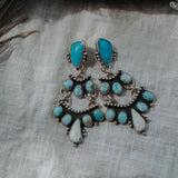 Statement Earrings in Sonoran Gem Turquoise, Larimar, & White Buffalo