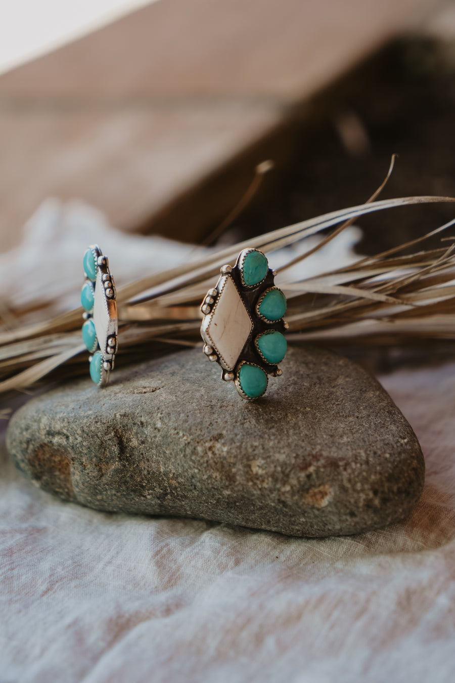 Statement Cuff in White Buffalo & Kingman Turquoise