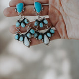 Statement Earrings in Sonoran Gem Turquoise, Larimar, & White Buffalo