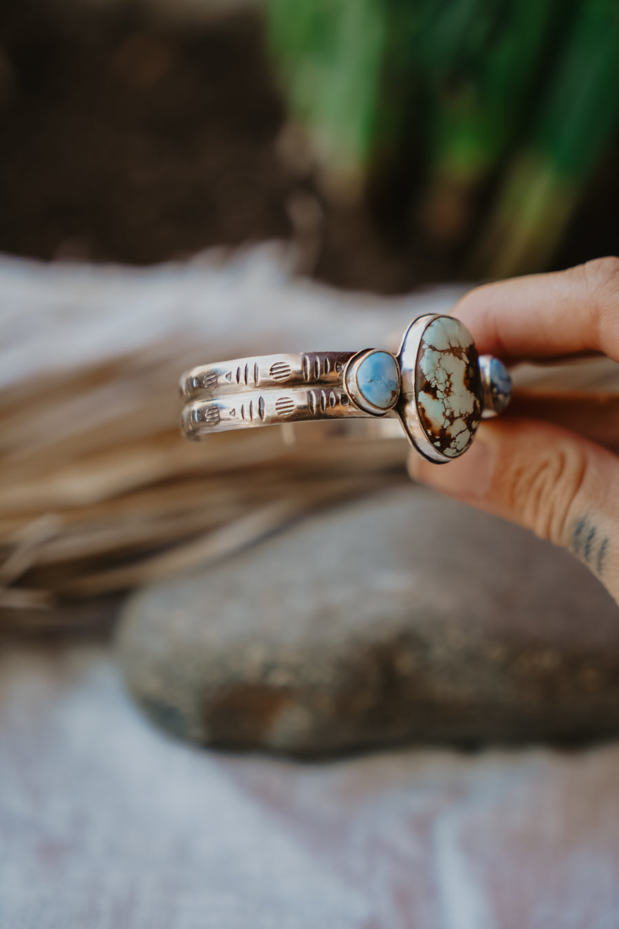 Statement Cuff in Hotsonite & Golden Hills Turquoise