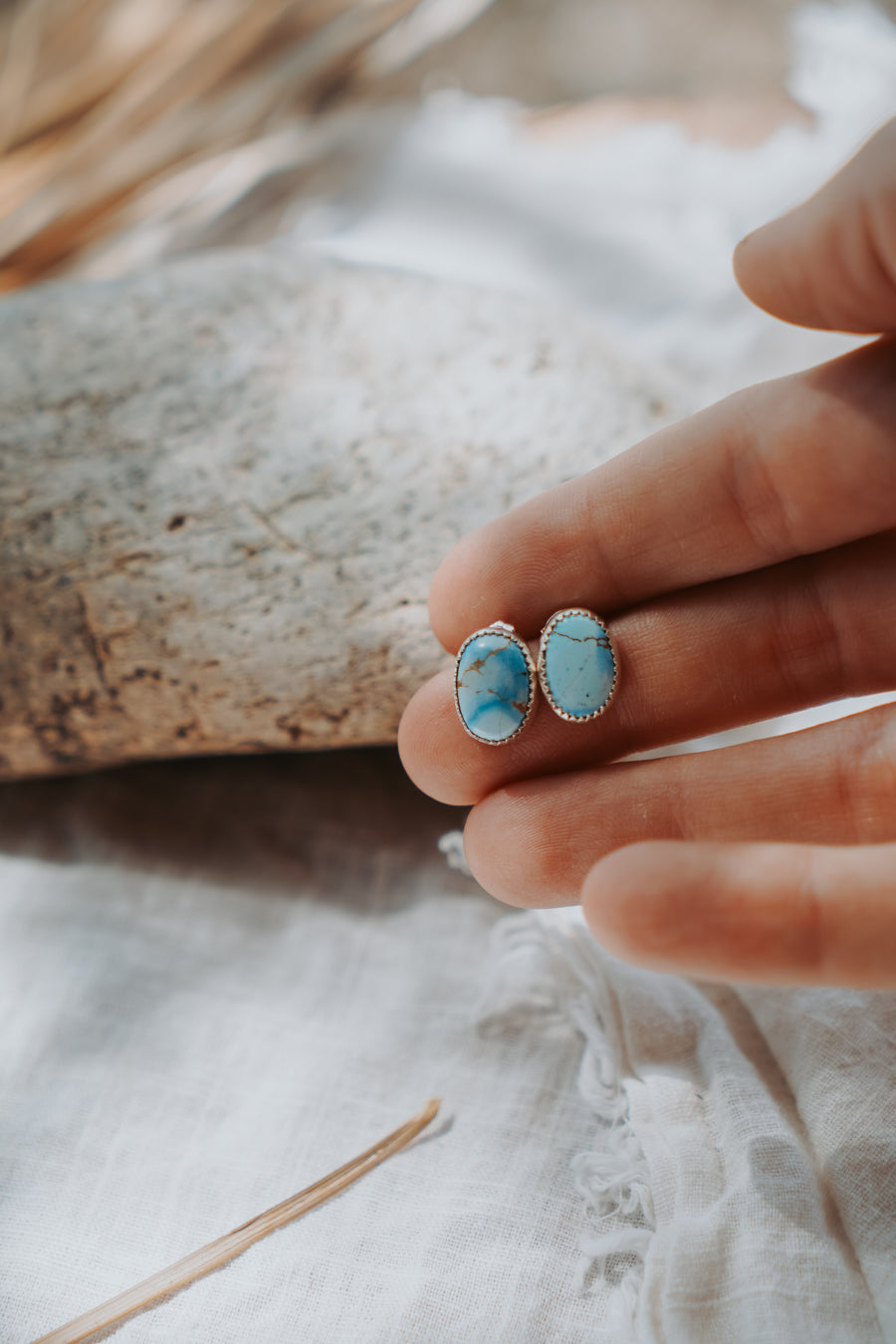 Stud Earrings in Golden Hills Turquoise