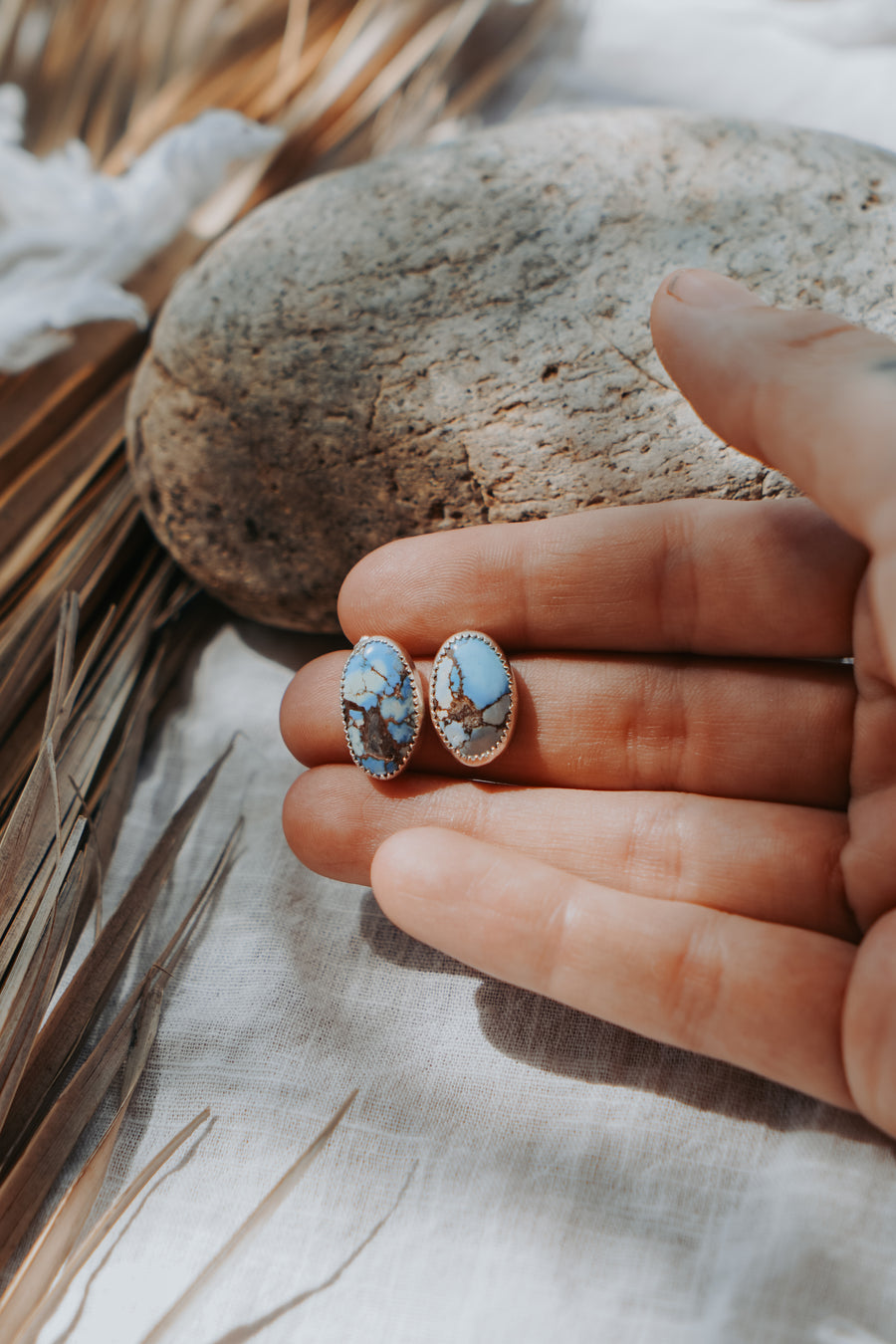 Stud Earrings in Golden Hills Turquoise
