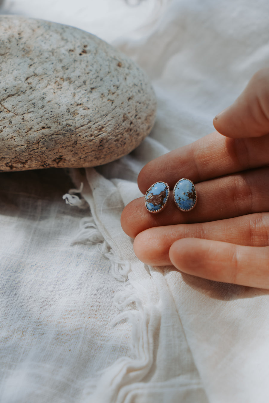 Stud Earrings in Golden Hills Turquoise