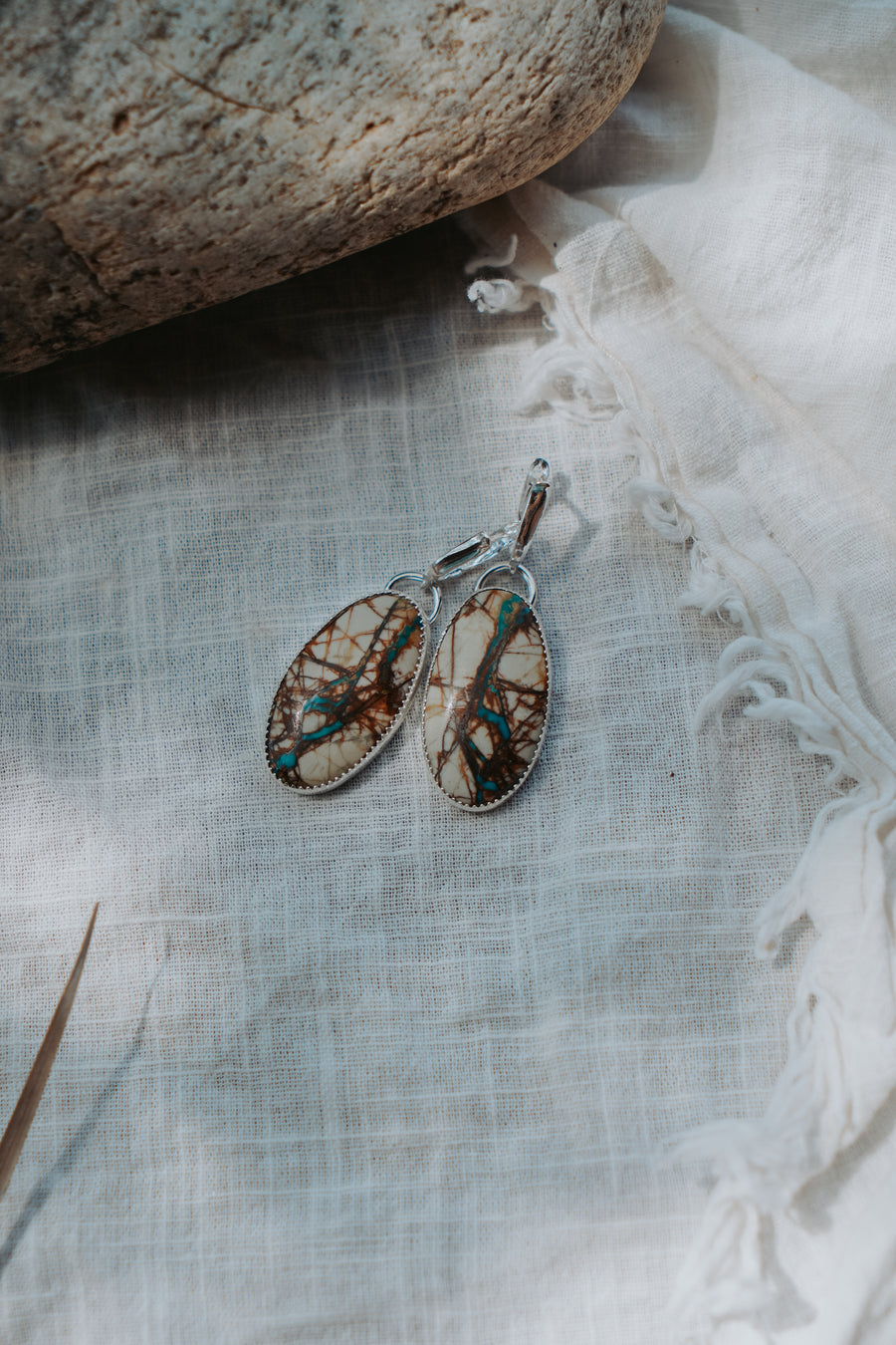 Horseshoe Drops in Royston Ribbon Turquoise