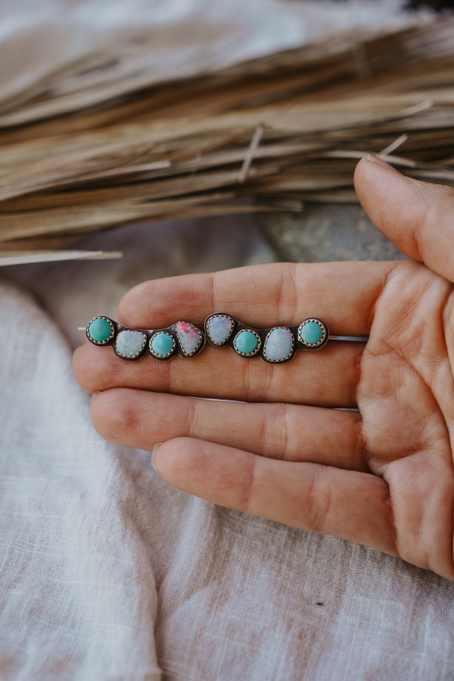 Ear Crawlers in Boulder Opal Doublet & Hubei Turquoise