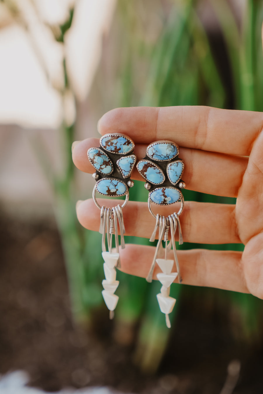 Blue Sky Earrings Golden Hills Turquoise & Mother of Pearl