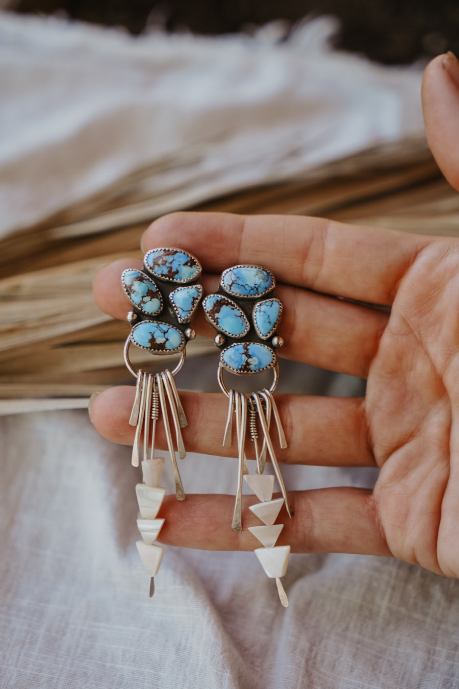 Blue Sky Earrings Golden Hills Turquoise & Mother of Pearl