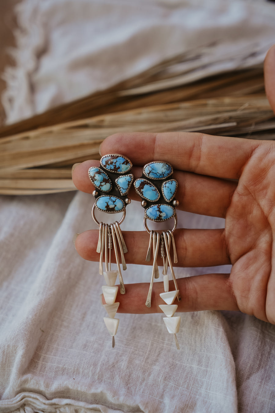 Blue Sky Earrings Golden Hills Turquoise & Mother of Pearl