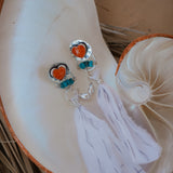 Earrings in Spiny Oyster Hearts