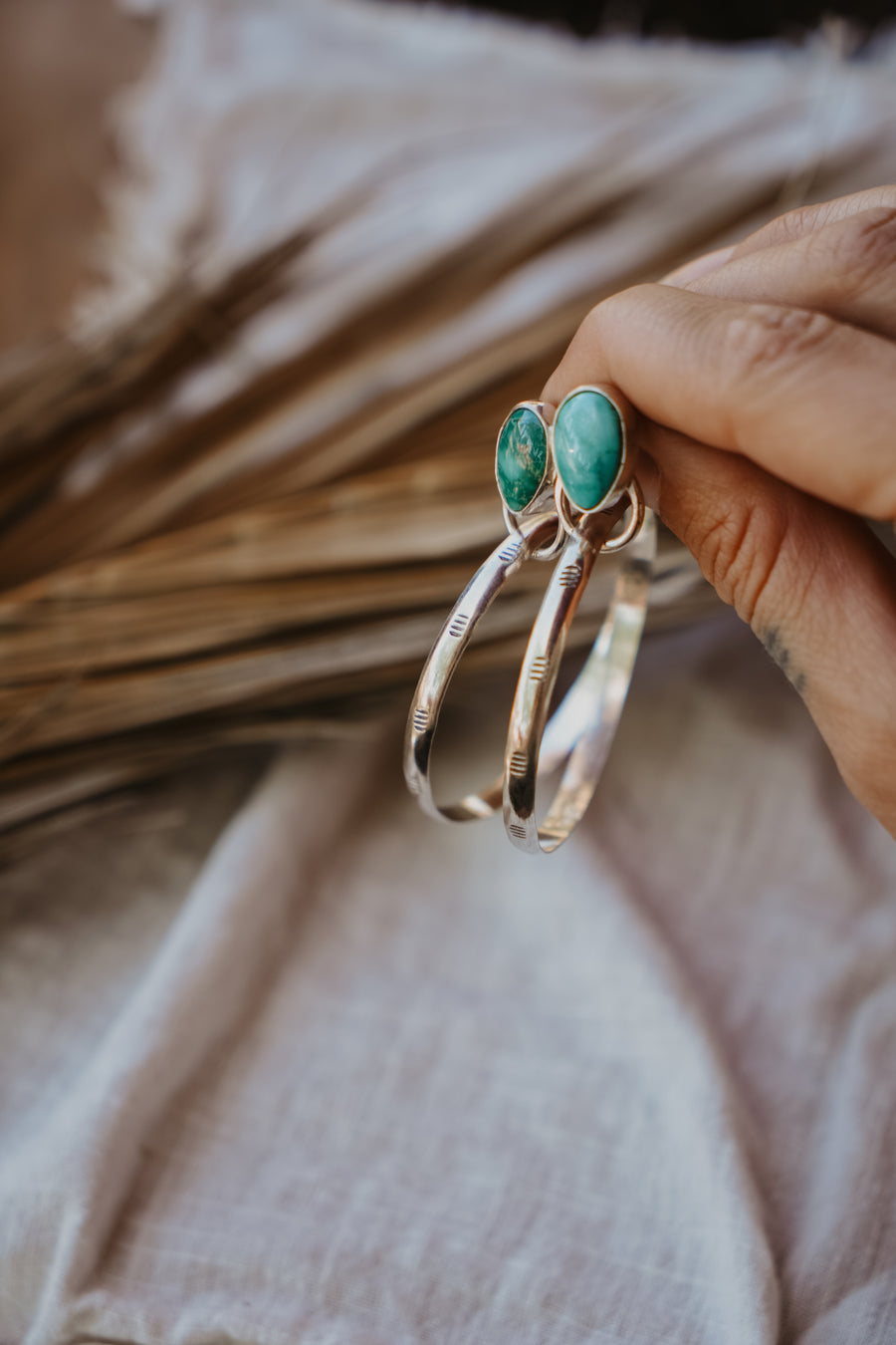 Stud Hoop Earrings in Emerald Valley Turquoise