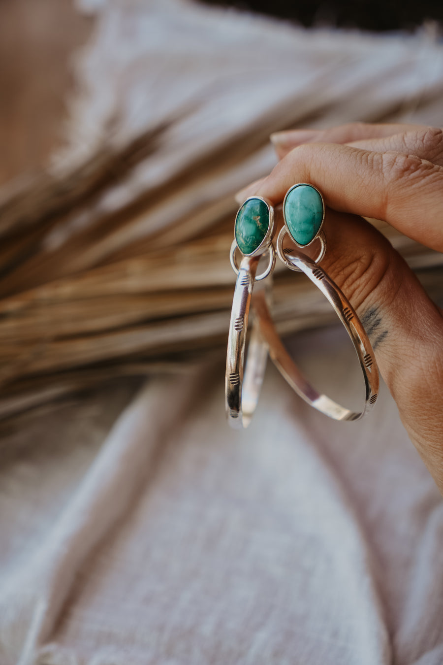 Stud Hoop Earrings in Emerald Valley Turquoise