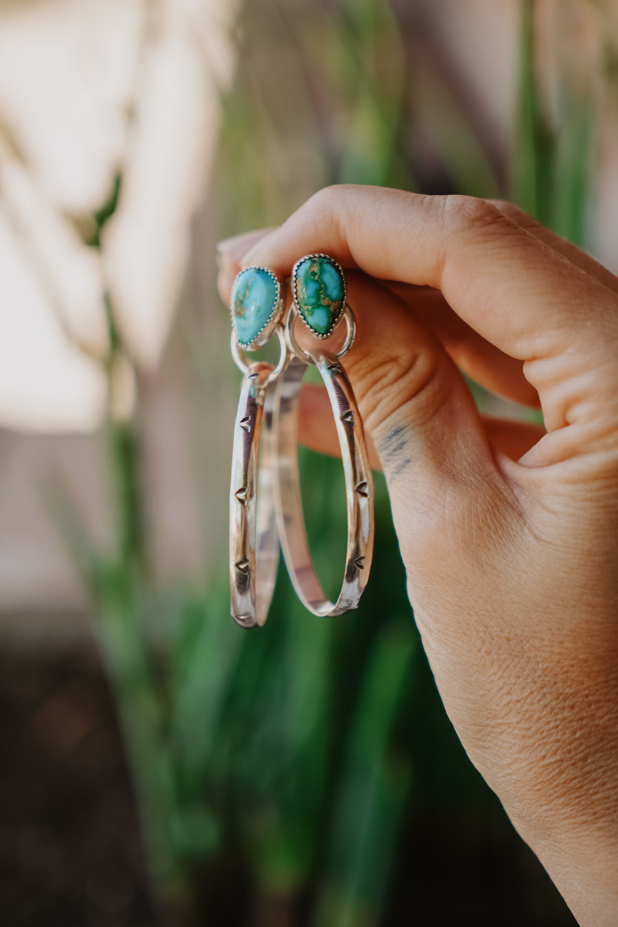 Stud Hoop Earrings in Emerald Valley Turquoise