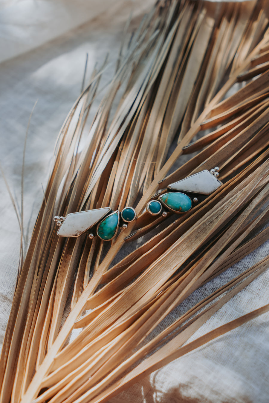 Ear Crawlers in Kingman & Turquoise Mountain Turquoise and White Buffalo