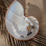 Necklace in Mother of Pearl and Wood-Carved Bead