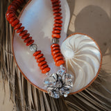 The Moonflower Necklace with Coral Beads