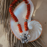The Moonflower Necklace with Coral Beads