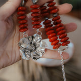 The Moonflower Necklace with Coral Beads