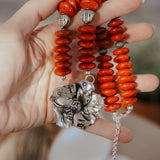 The Moonflower Necklace with Coral Beads