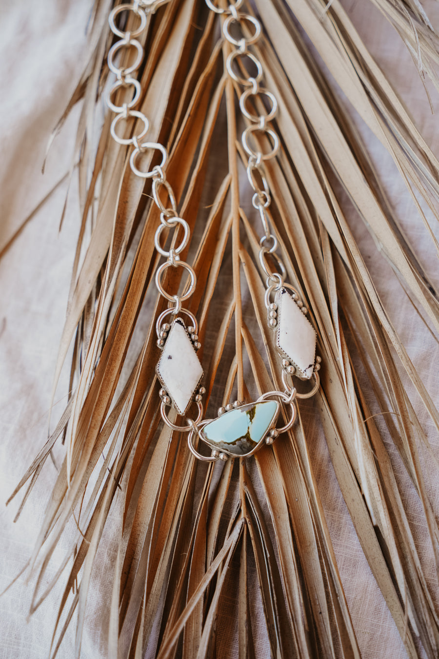 Adjustable Choker with Iron Maiden Turquoise & White Buffalo