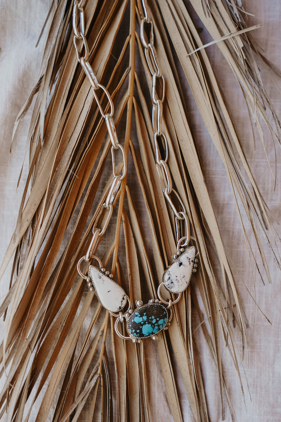 Adjustable Choker with Hubei Turquoise & White Buffalo