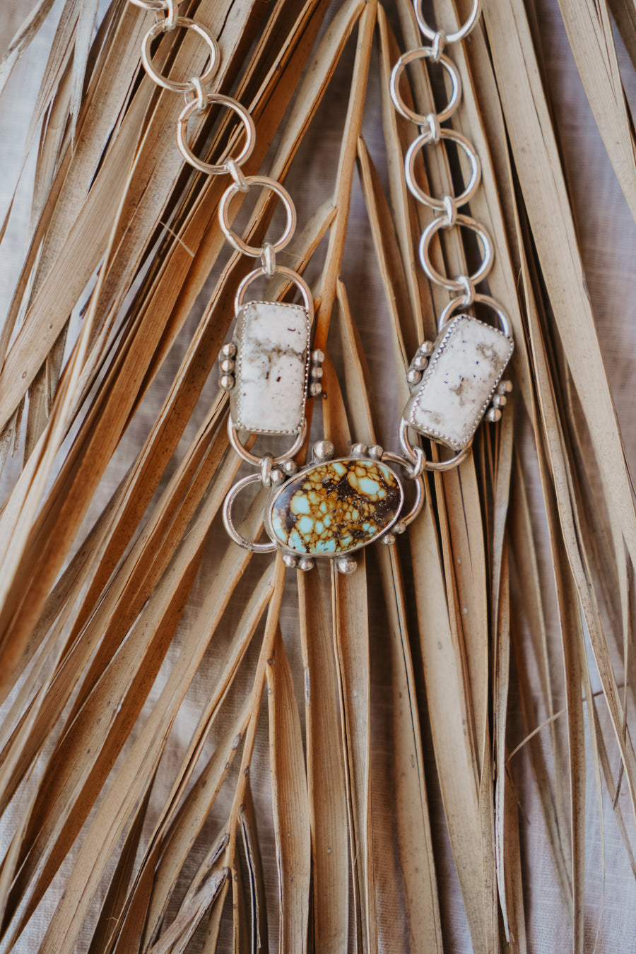 Adjustable Choker with Hubei Turquoise & White Buffalo