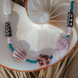 Choker in Shell + Turquoise + Pearl + Wooden beads