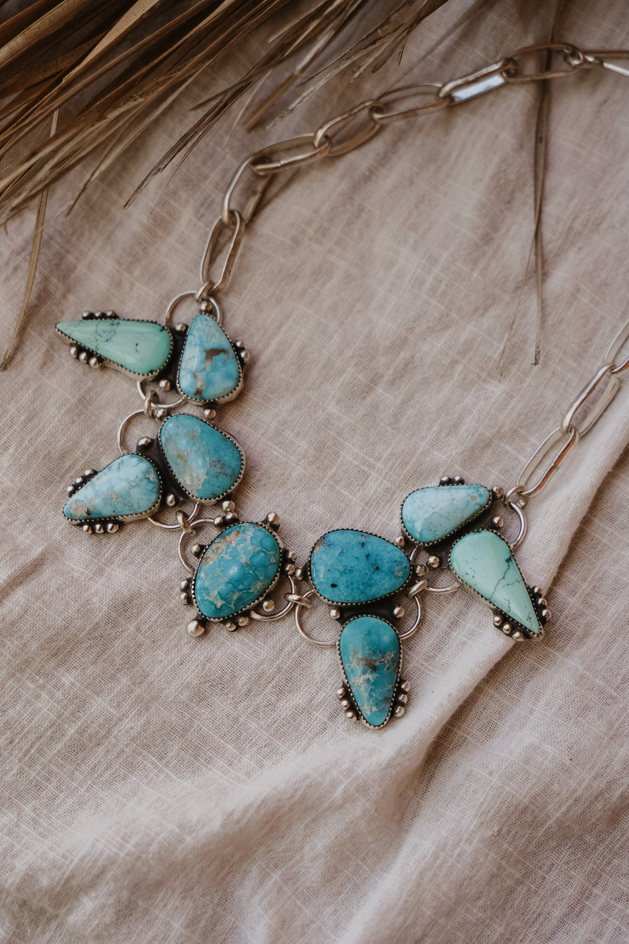 Statement Choker in White Water Turquoise & Variscite