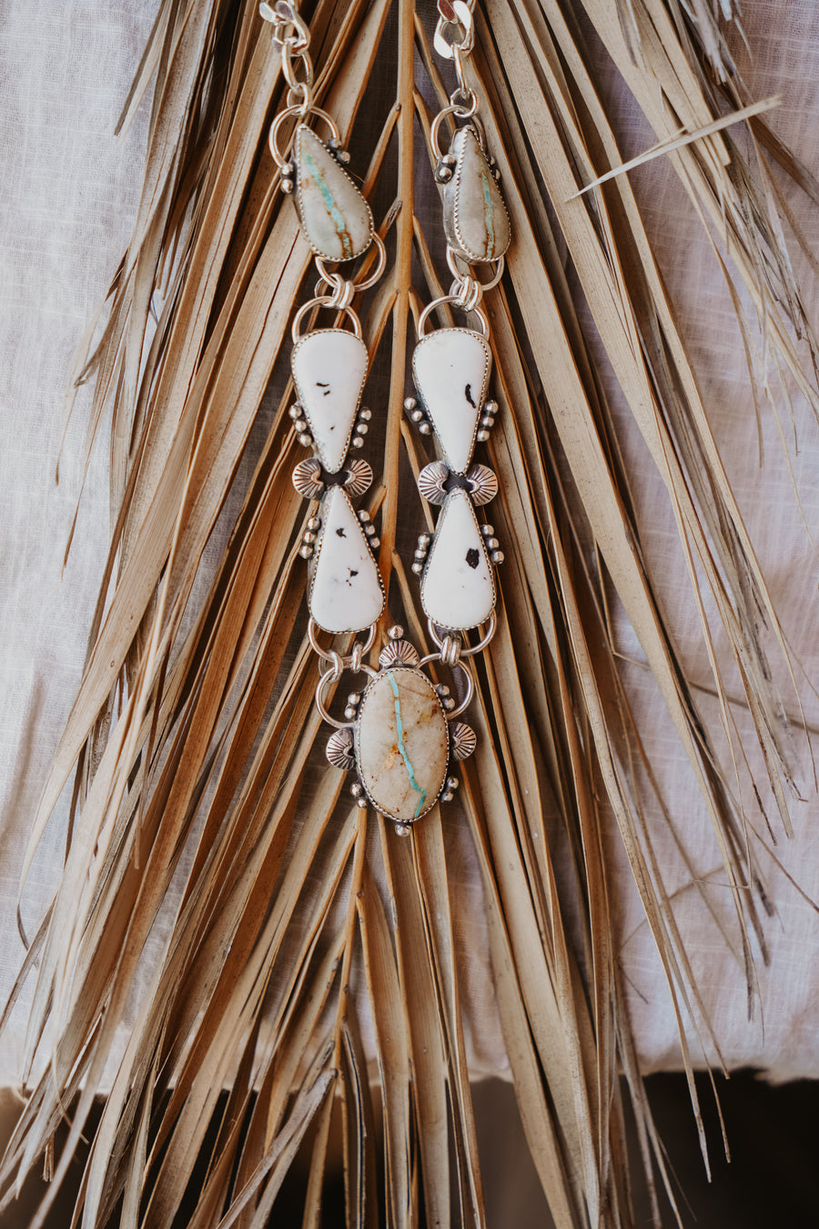 Statement Necklace in Royston Ribbon & White Buffalo