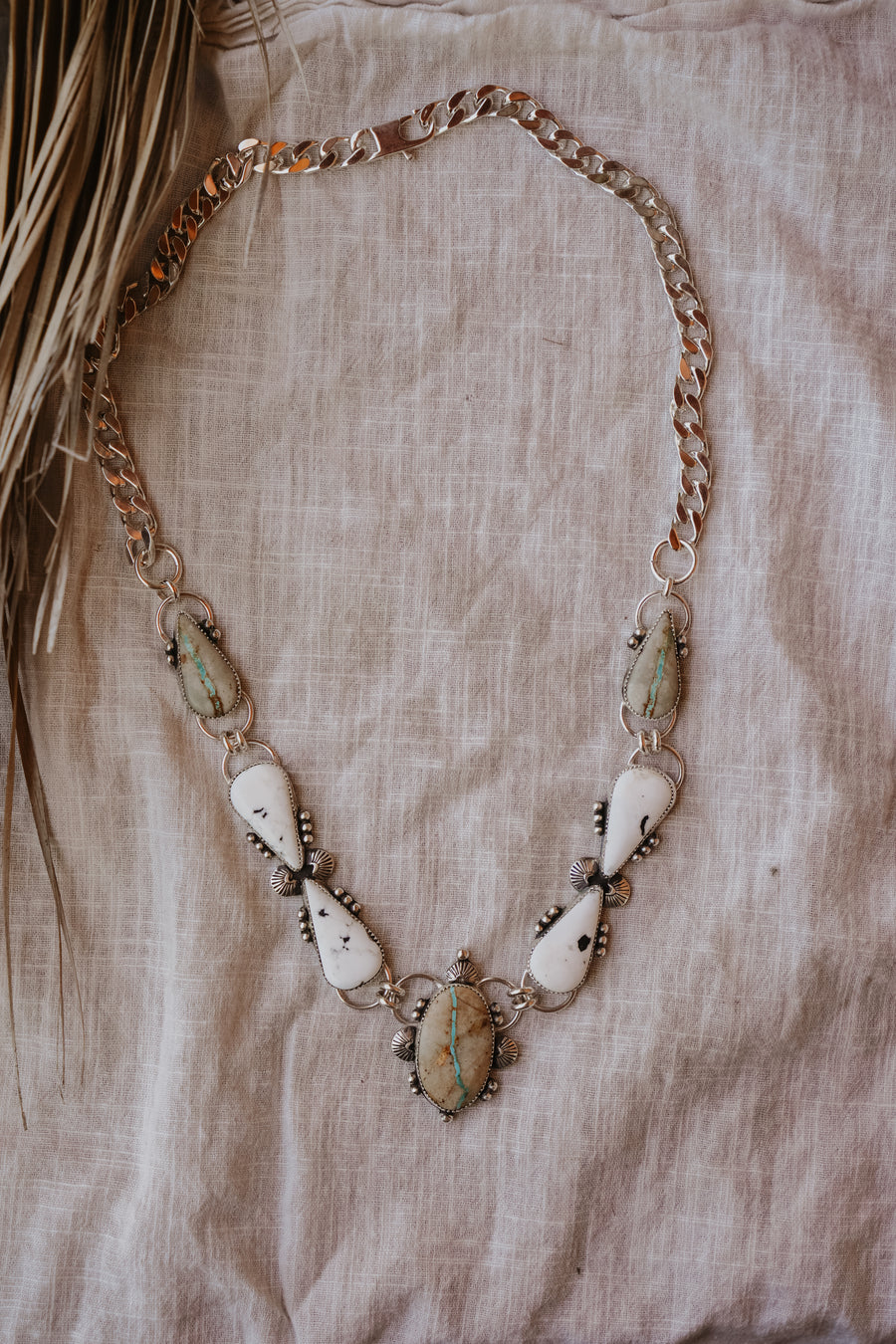 Statement Necklace in Royston Ribbon & White Buffalo