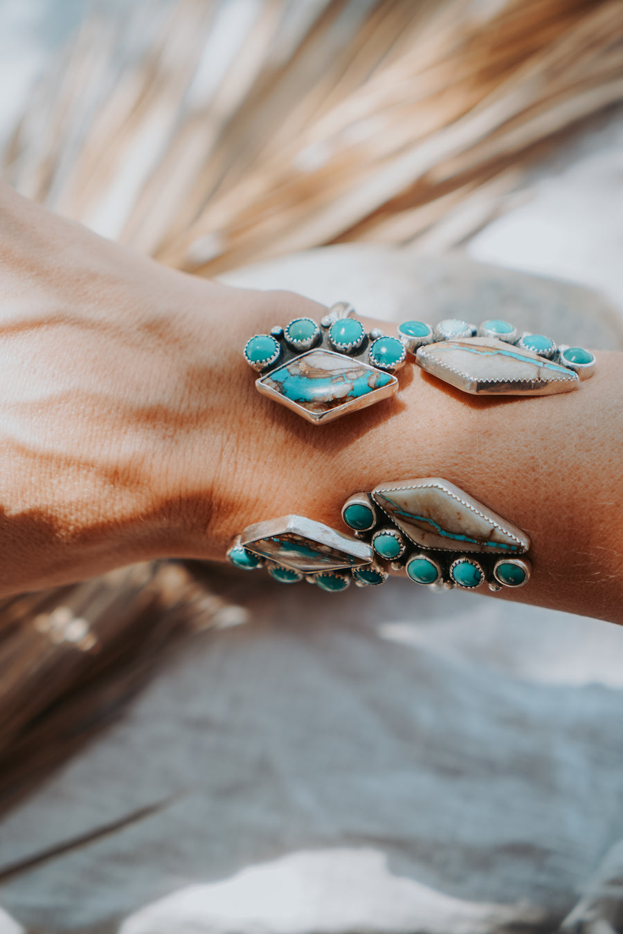 Statement Cuff in Royston Ribbon & Hubei Turquoise (size small)