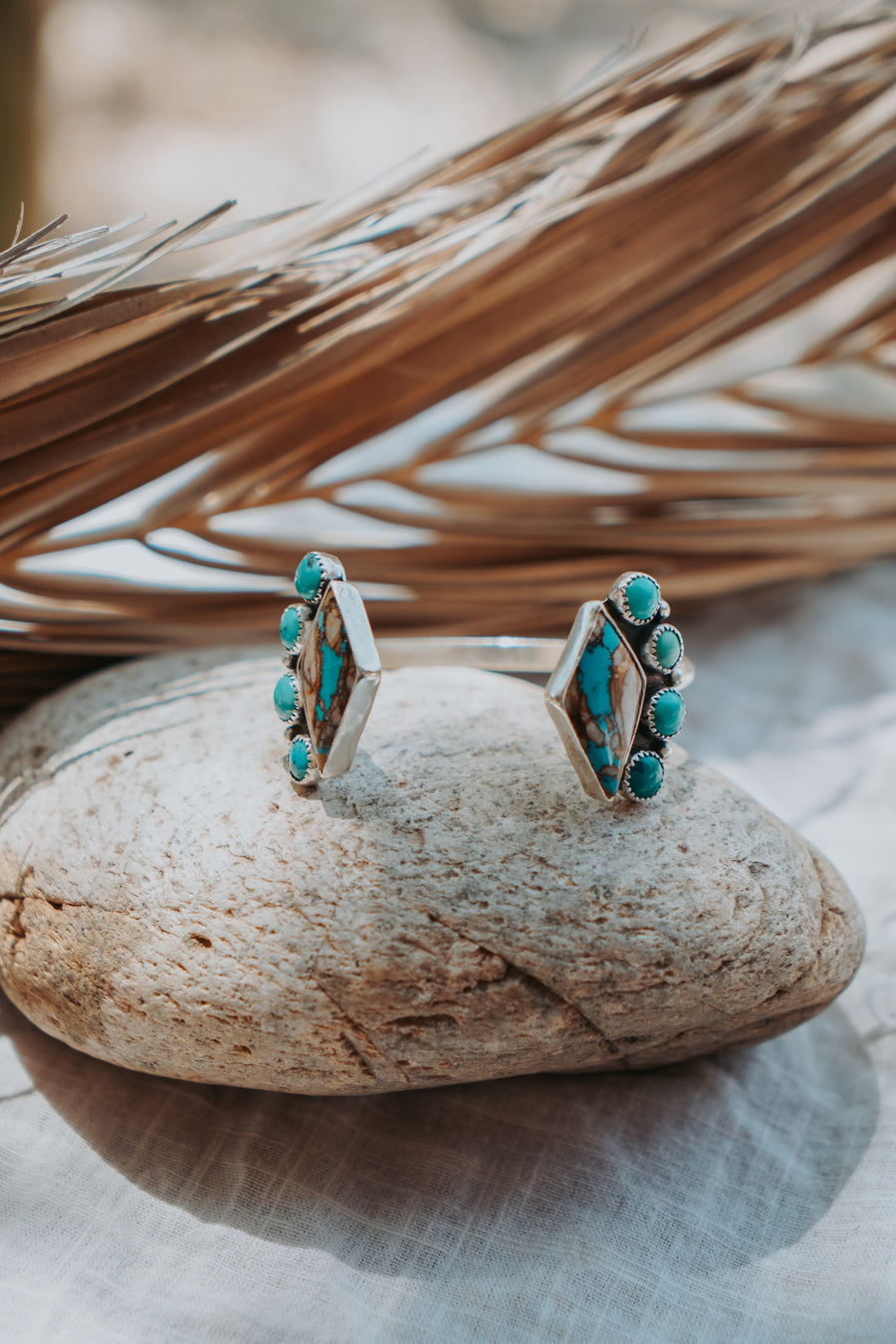 Statement Cuff in Royston Ribbon & Hubei Turquoise (size small)