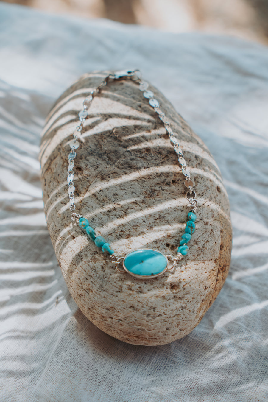 Anklet in Nevada Fox with Blue Ridge Beads