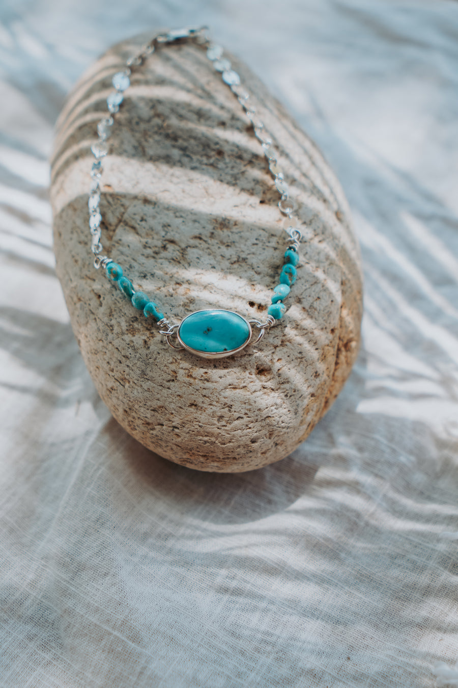 Anklet in Nevada Fox with Blue Ridge Beads