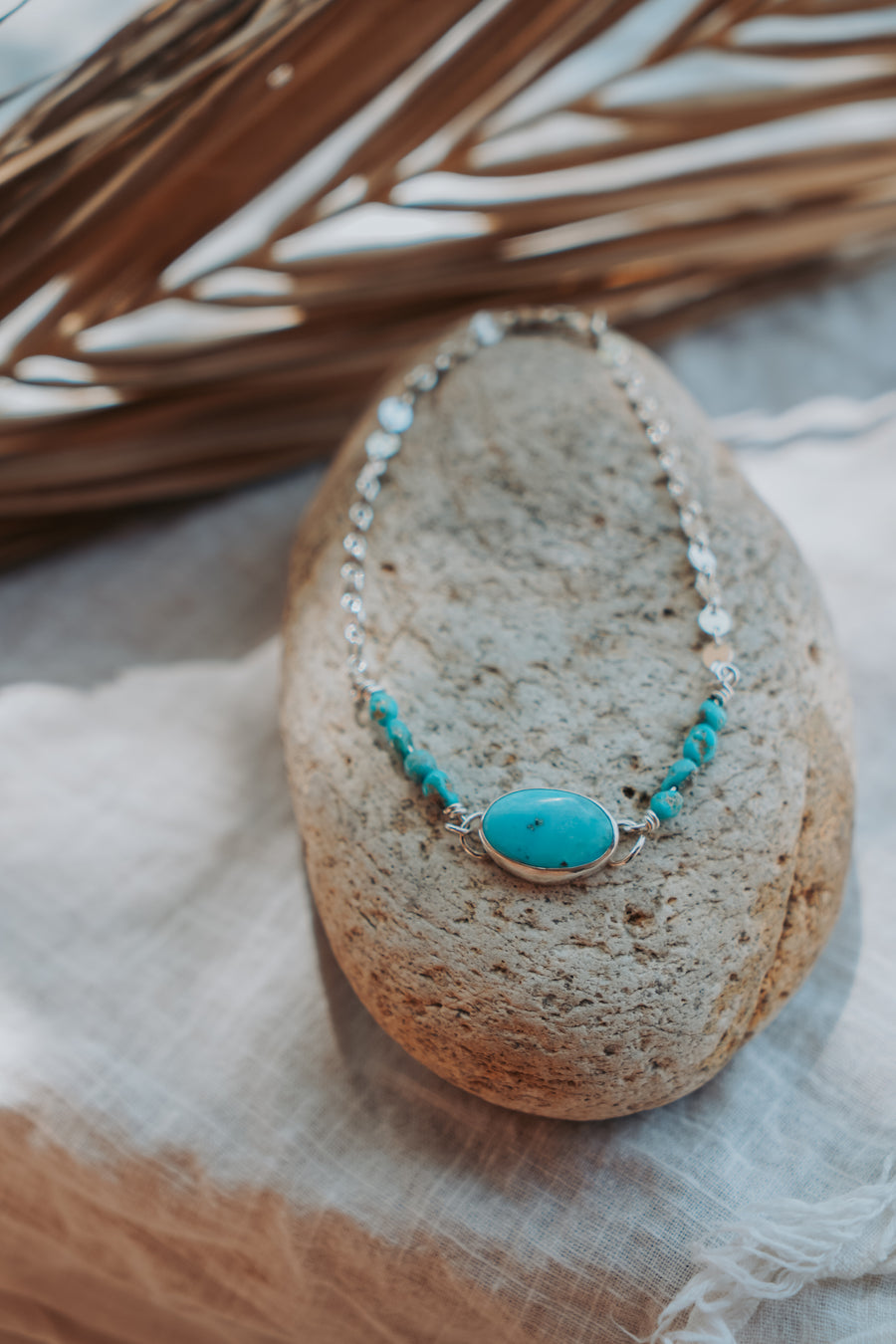 Anklet in Nevada Fox with Blue Ridge Beads