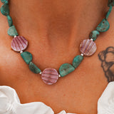 Turquoise + Shell Bead Necklace