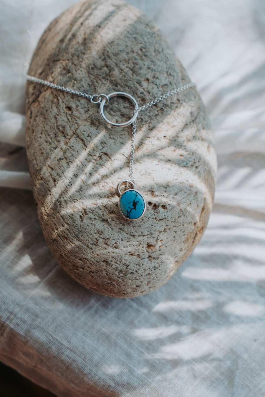 The Dainty Lariat in Golden Hills Turquoise