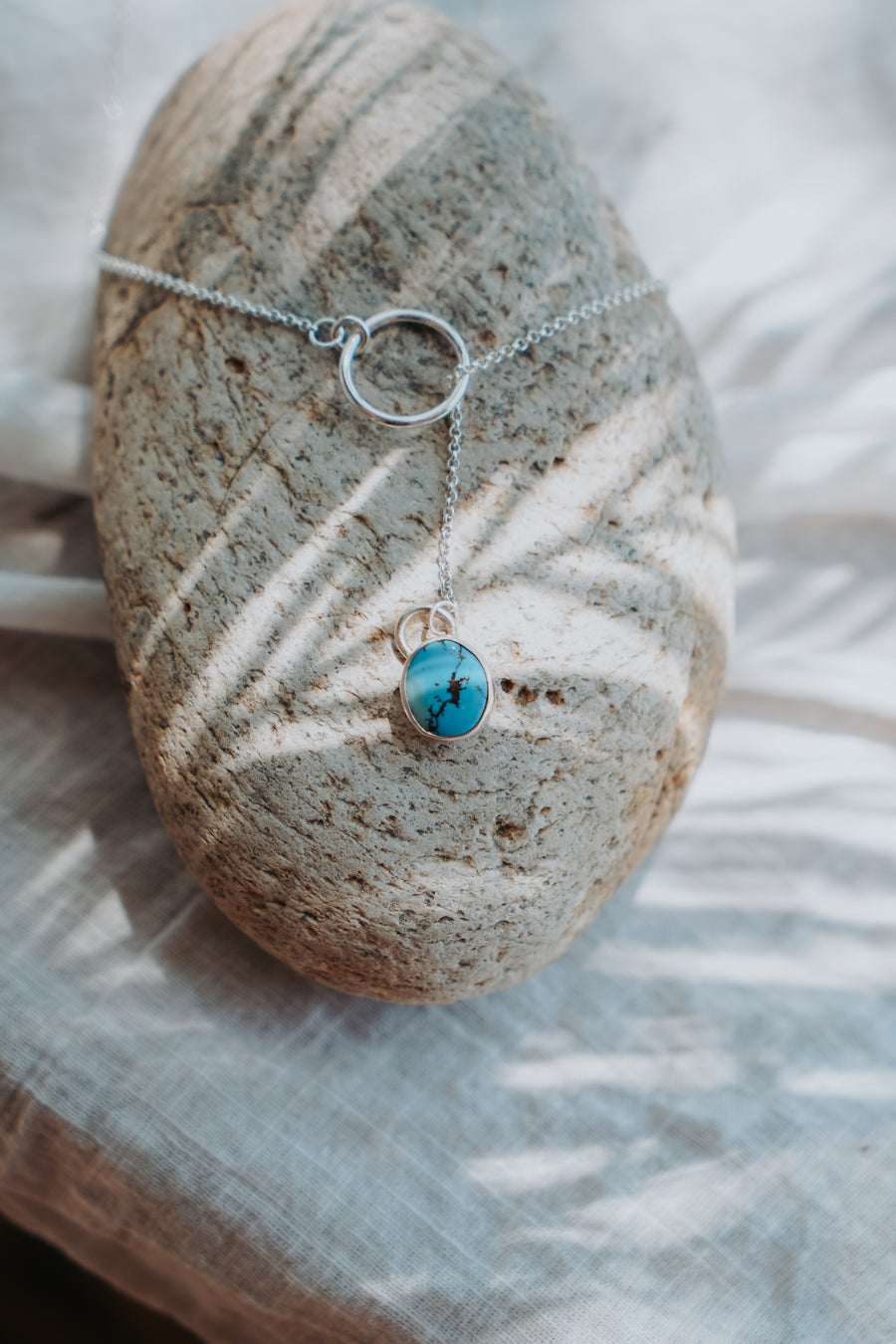 The Dainty Lariat in Golden Hills Turquoise