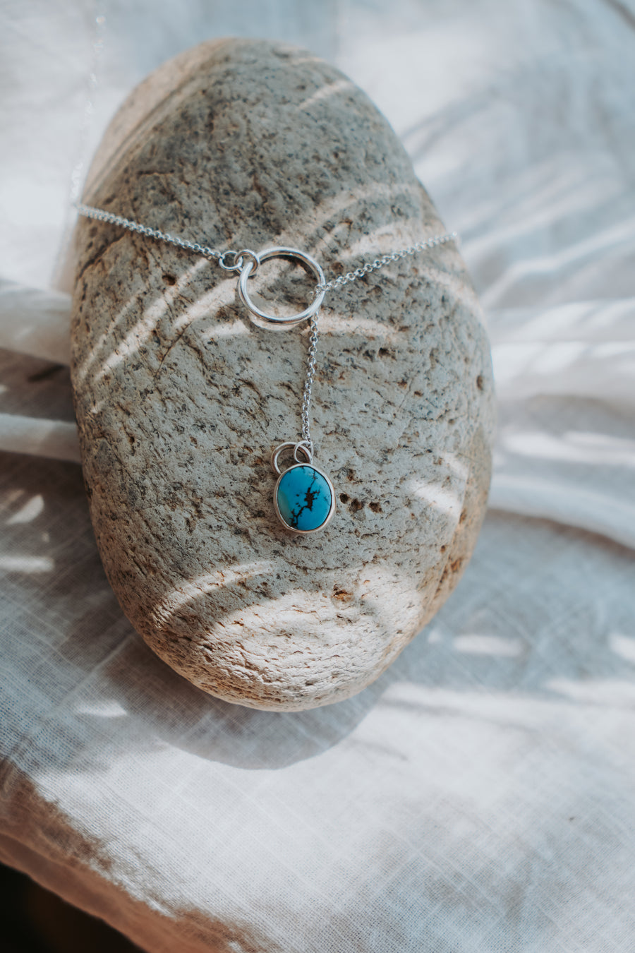 The Dainty Lariat in Golden Hills Turquoise