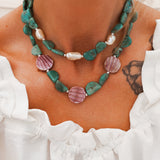 Turquoise + Pearl Bead Necklace