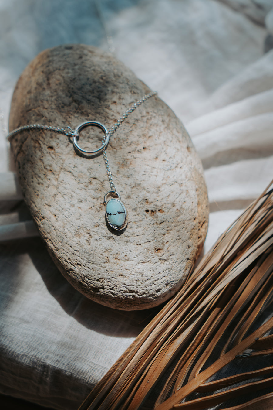 The Dainty Lariat in Golden Hills Turquoise