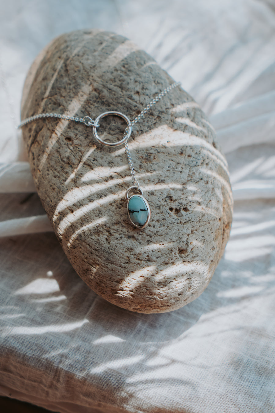 The Dainty Lariat in Golden Hills Turquoise