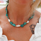 Turquoise + Pearl Bead Necklace