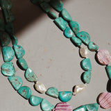 Turquoise + Shell Bead Necklace