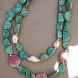 Turquoise + Shell Bead Necklace