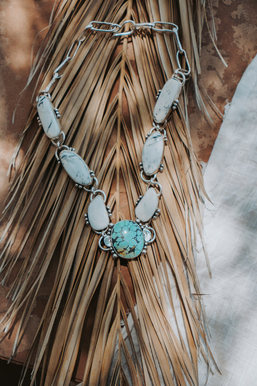 Statement Choker in Giraffe Turquoise & White Buffalo